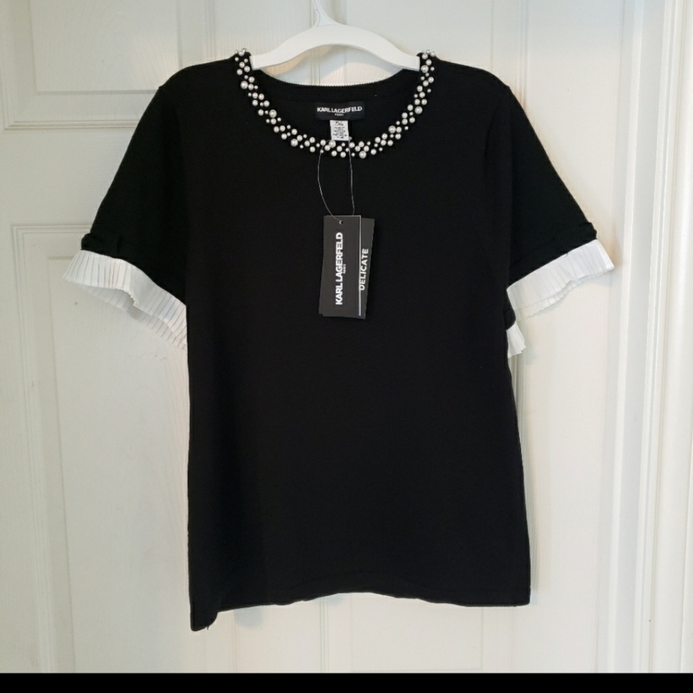 Karl lagerfeld knitted pearl top